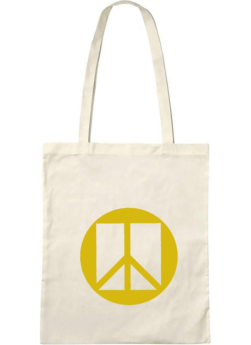 tote bag naturel peace and love jaune moutarde