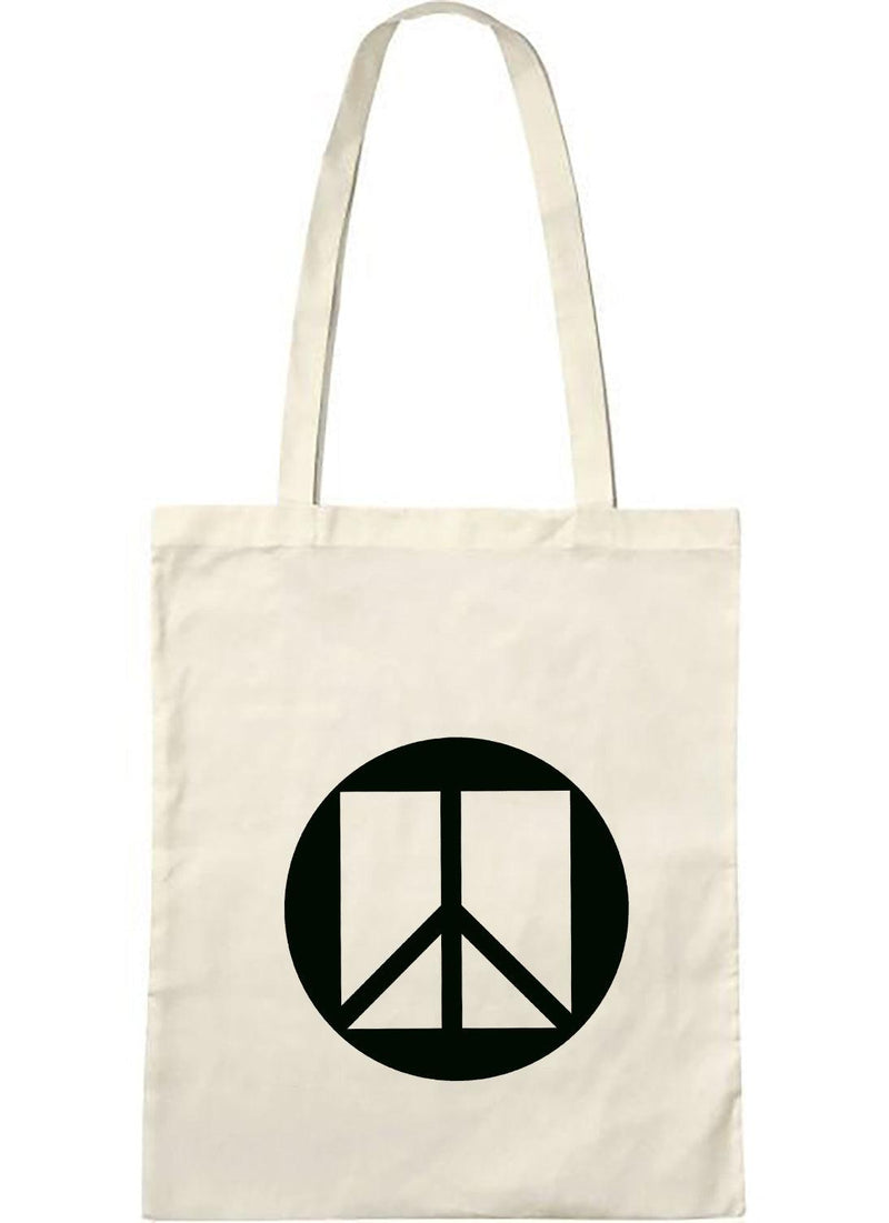 tote bag naturel peace and love noir