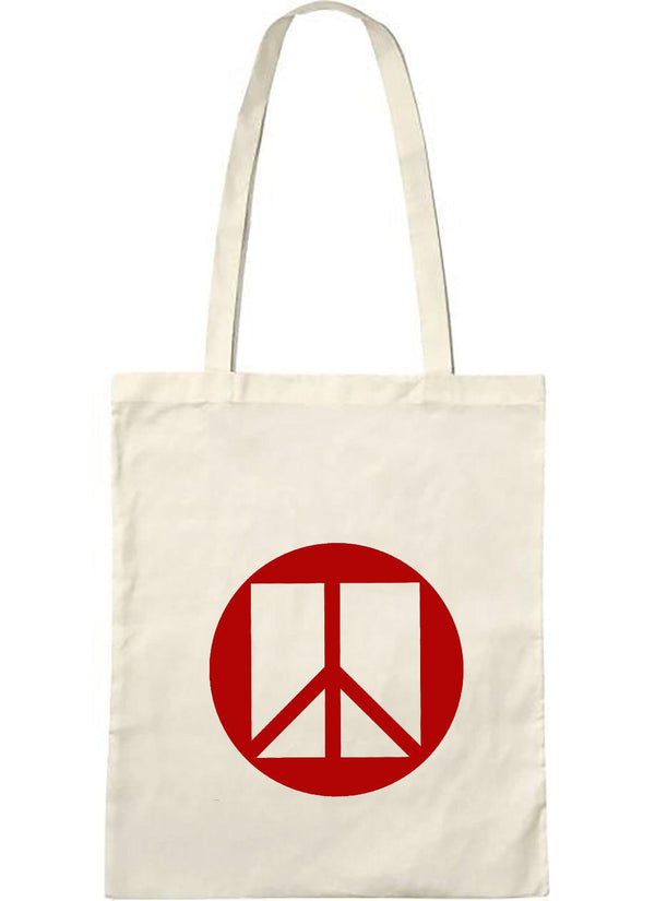 tote bag naturel peace and love rouge